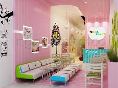 Thiết kế - Thi công nội ngoại thất hoàn thiện quán kem Yogurteen 1