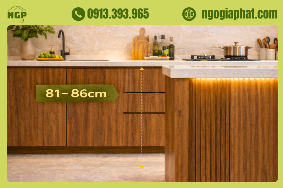 Kích Thước Bàn Bếp Chuẩn Cho Người Việt: Bí Quyết Nấu Nướng Không Mỏi 2 Kích Thước Bàn Bếp