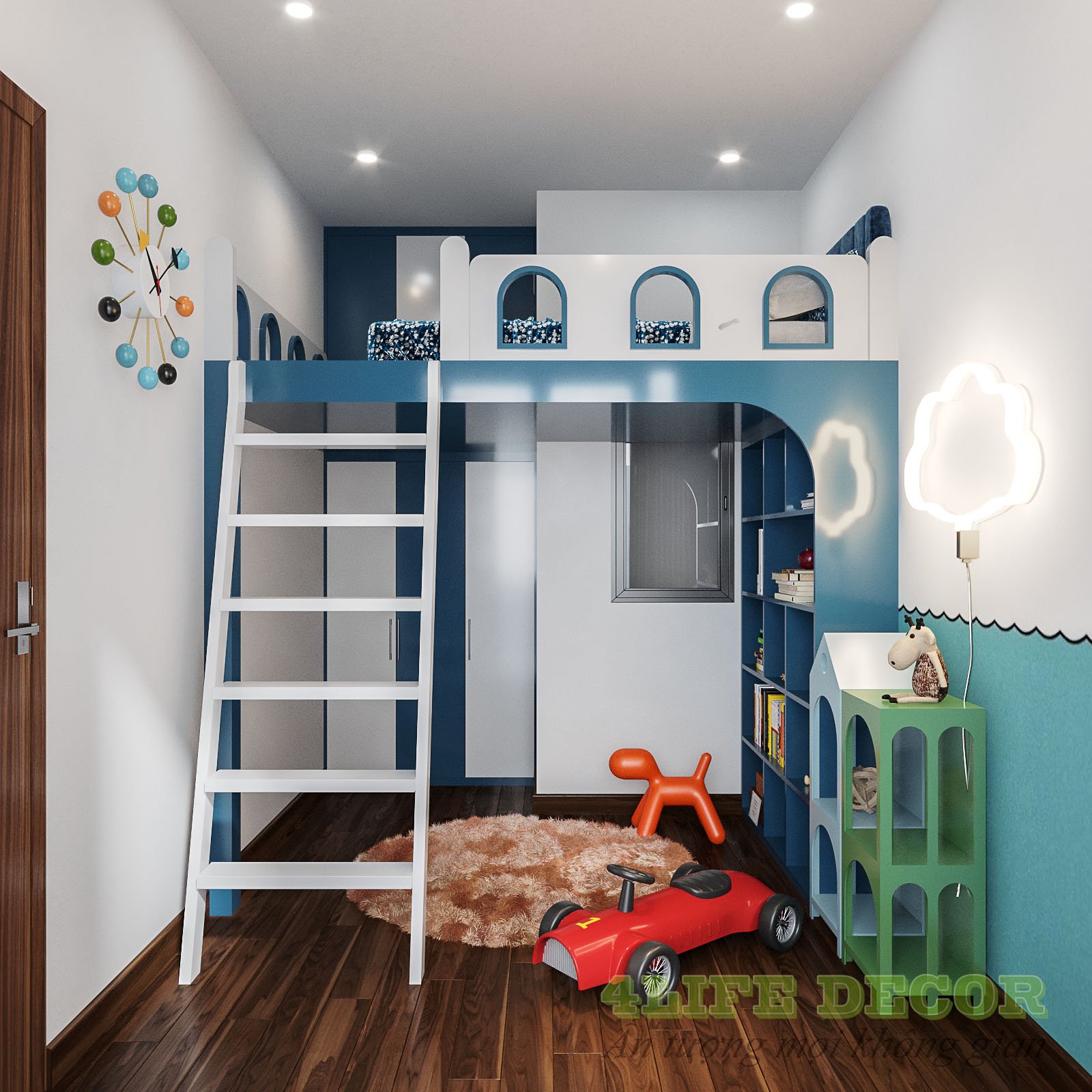 Thiết kế nội thất giường tầng thông dụng