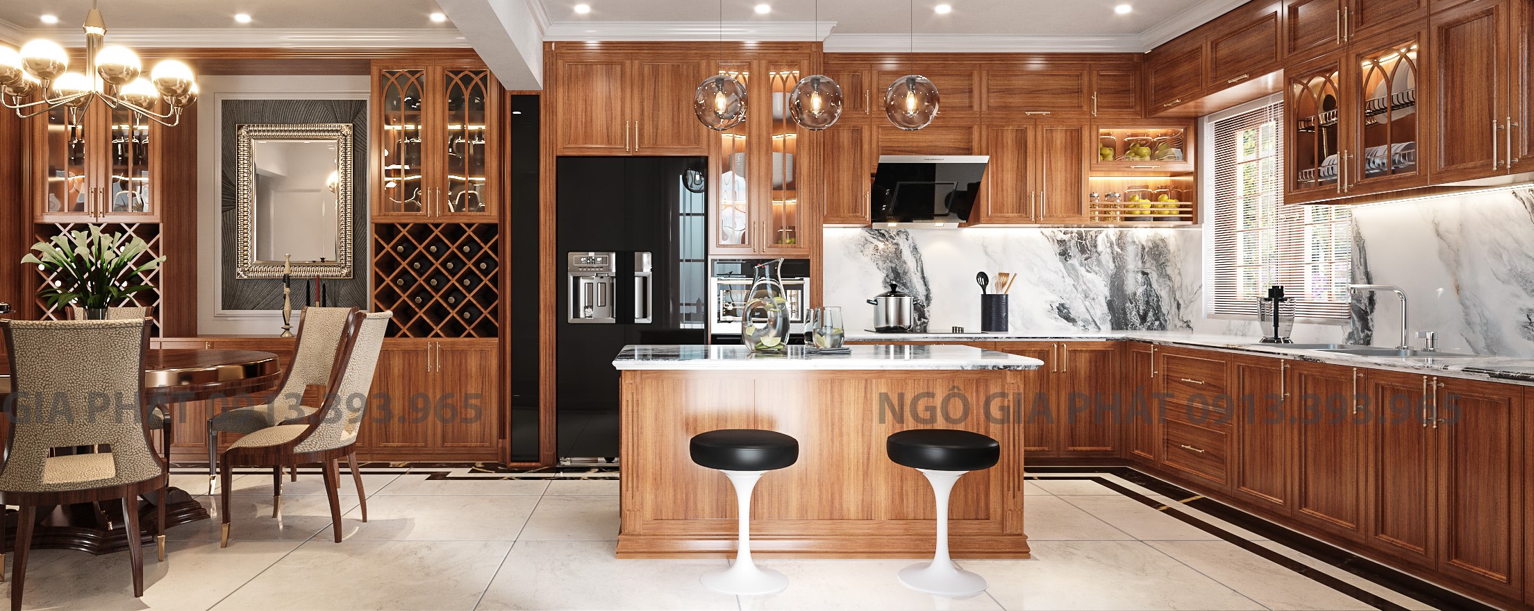 Mẫu tủ bếp gỗ gõ đỏ đẹp giá rẻ