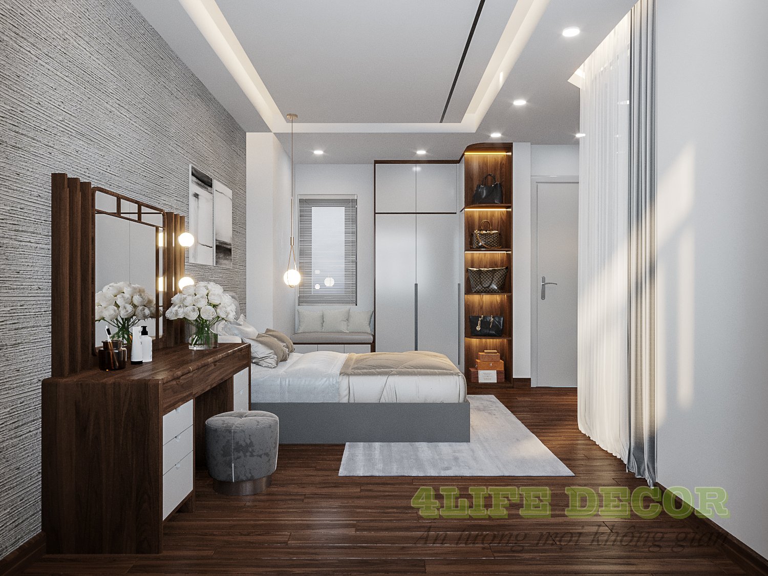 Mẫu thi công nội thất phòng ngủ nữ kiểu 2