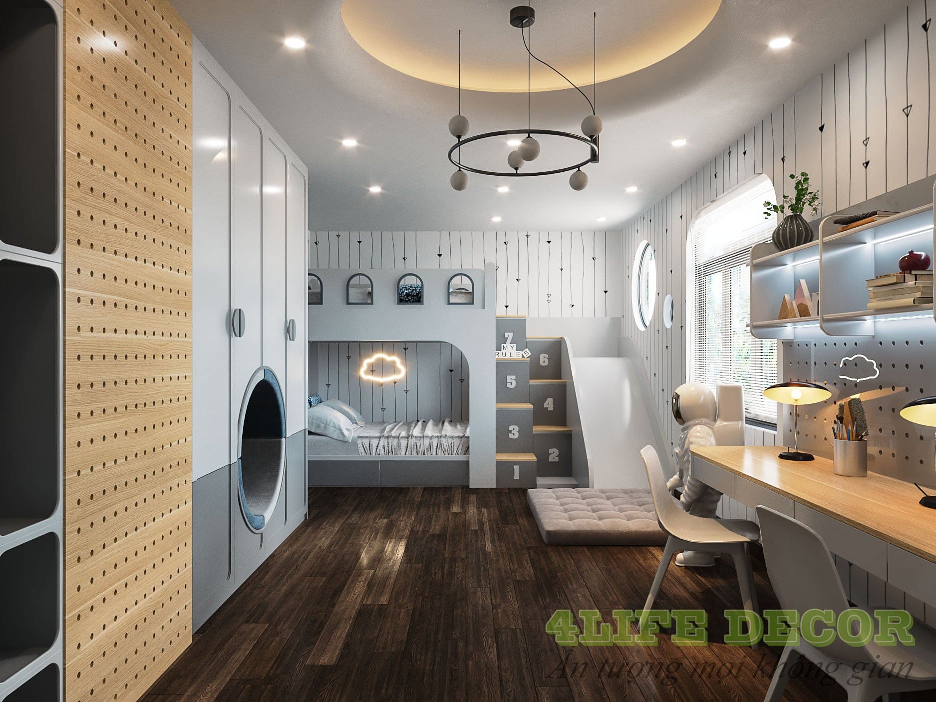 Mẫu thi công nội thất phòng ngủ cho bé