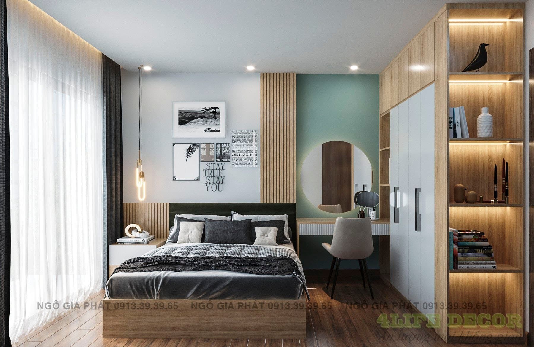 Mẫu thi công nội thất phòng ngủ nam 03