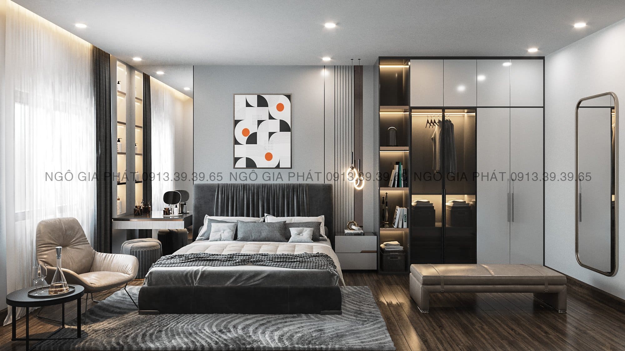 Thi công nội thất phòng ngủ nam