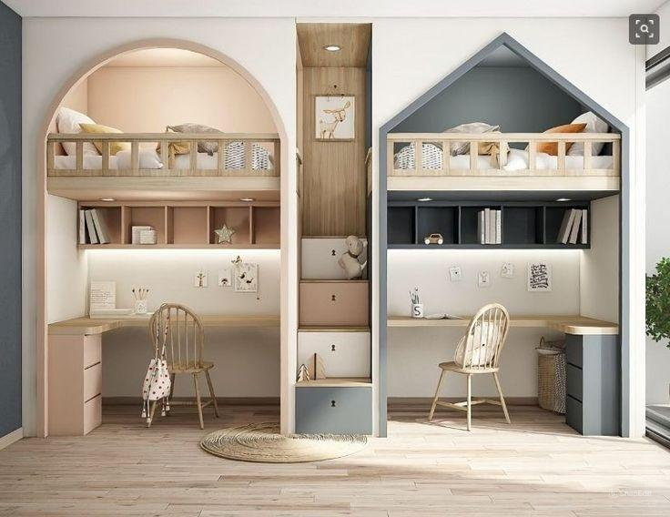 Thiết kế nội thất phòng ngủ - Bàn học đôi