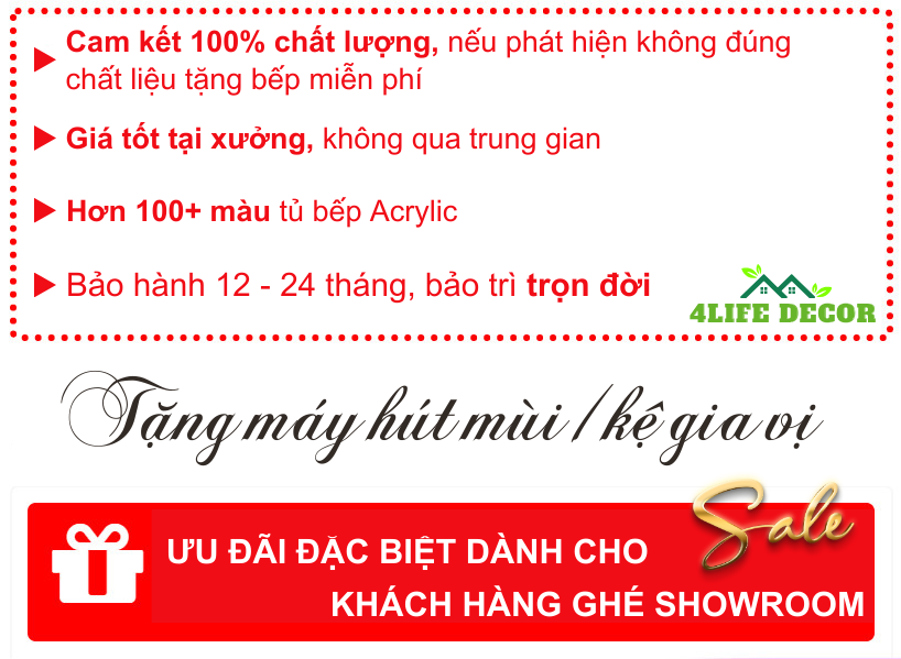 Chương trình khuyến mãi tủ bếp Acrylic