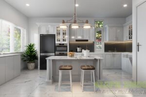 TỦ BẾP MDF KHÁNG ẨM CÁNH PANO TB098