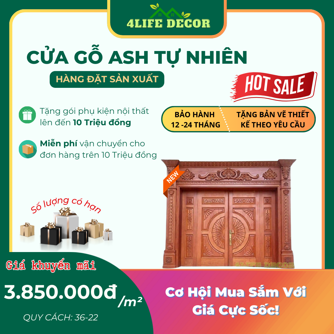 Chương trình khuyến mãi cửa gỗ ash tự nhiên