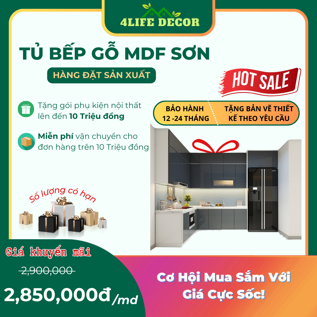 Chương trình khuyến mãi tủ bếp gỗ MDF sơn
