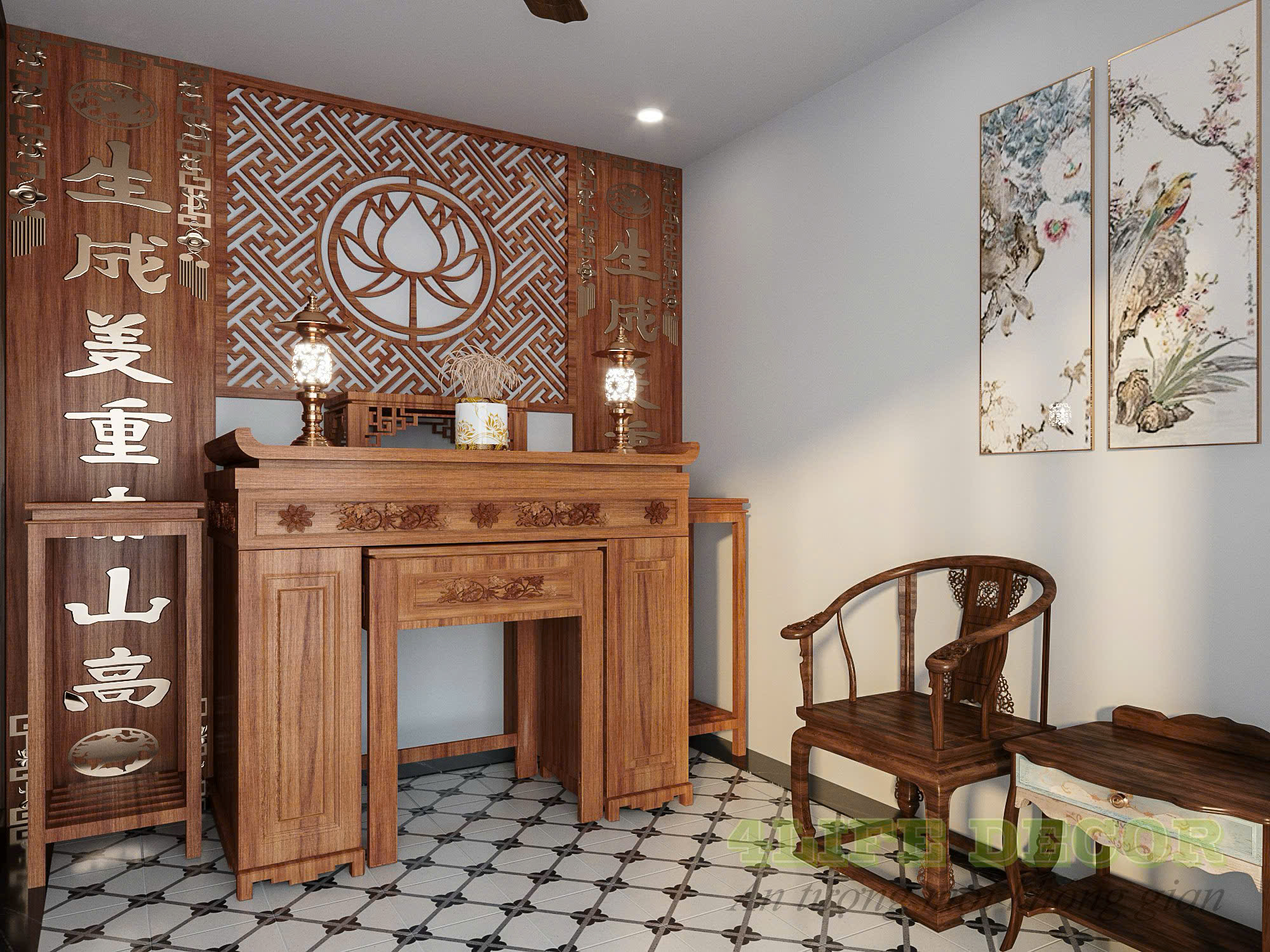 Thiết kế nội thất bàn thờ gia đình