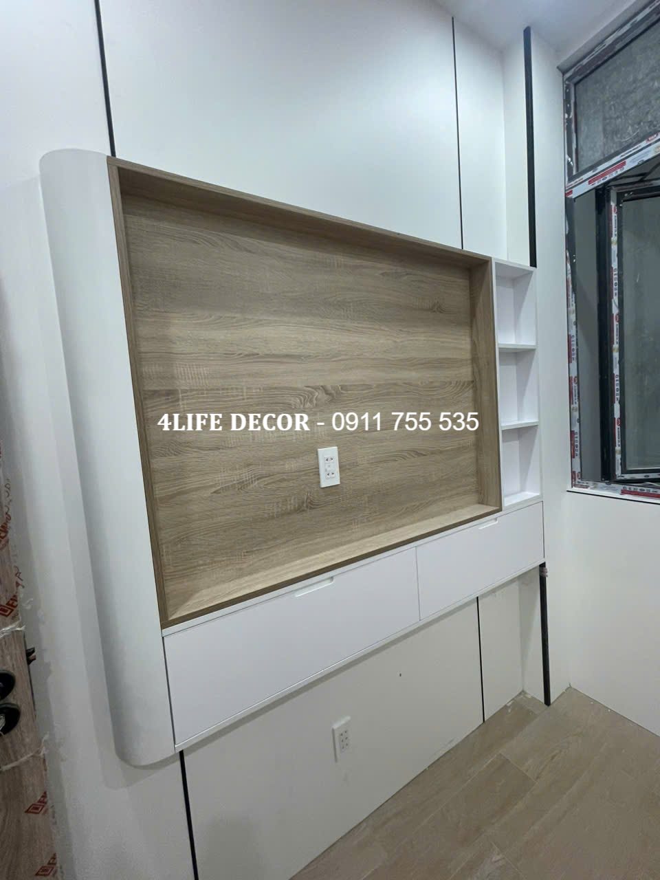 Tủ kệ Tivi phòng ngủ sơn trắng