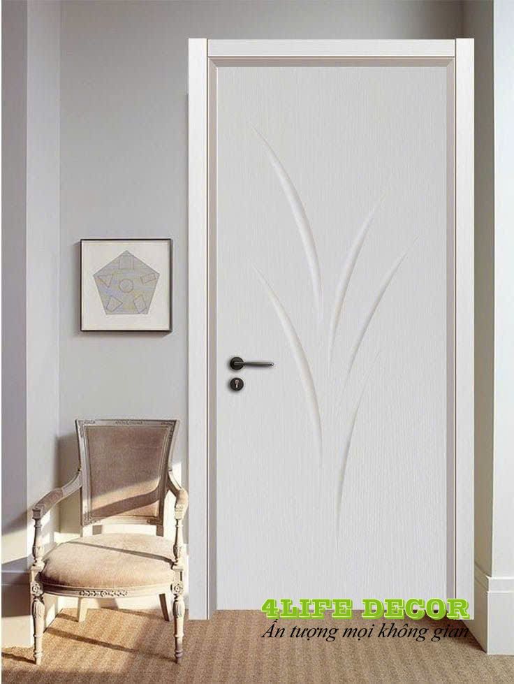 Cửa nhựa phẳng trơn màu trắng