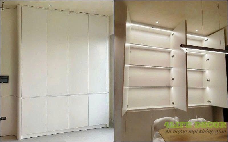 Thi công nội thất - Kệ tủ để vật dụng phòng khách & phòng bếp