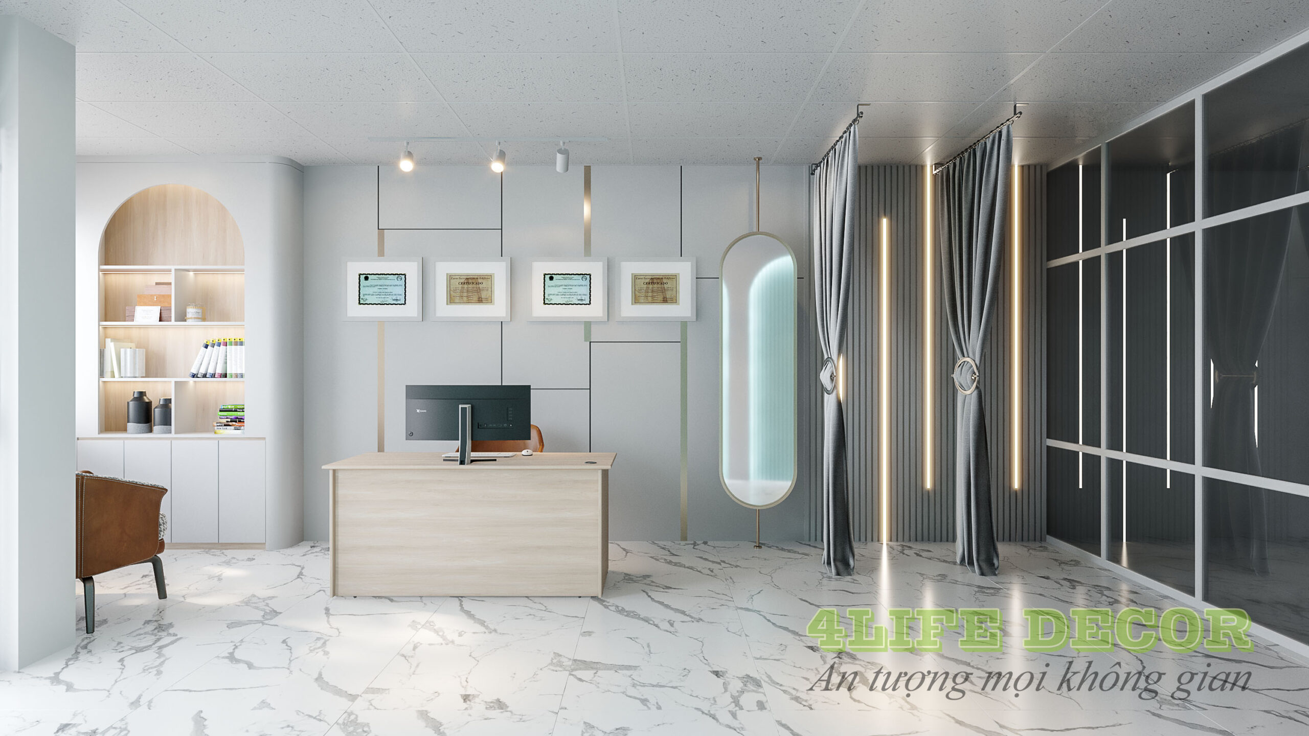 Thiết kế nội thất thẩm mỹ viện phòng bác sĩ nữ 