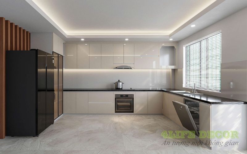 Tủ bếp gỗ MDF kháng ẩm phủ Acrylic