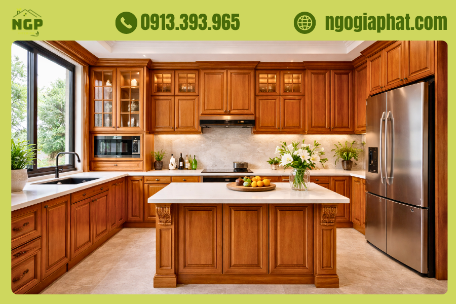 Tủ Bếp Gỗ Gõ Đỏ