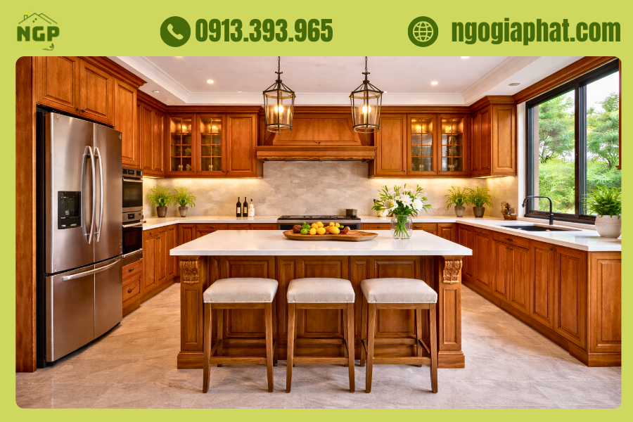 Tủ Bếp Gỗ Gõ Đỏ