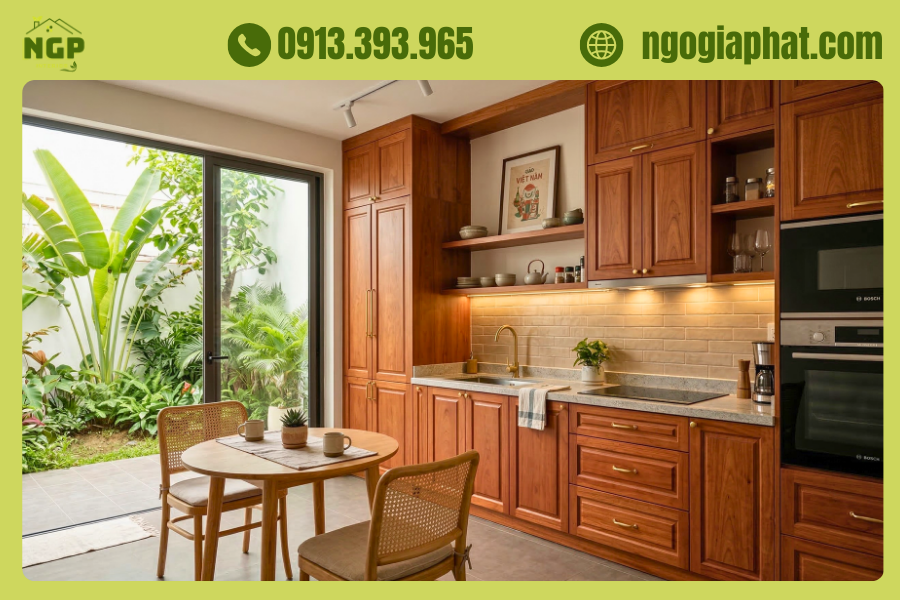 Tủ Bếp Gỗ Gõ Đỏ