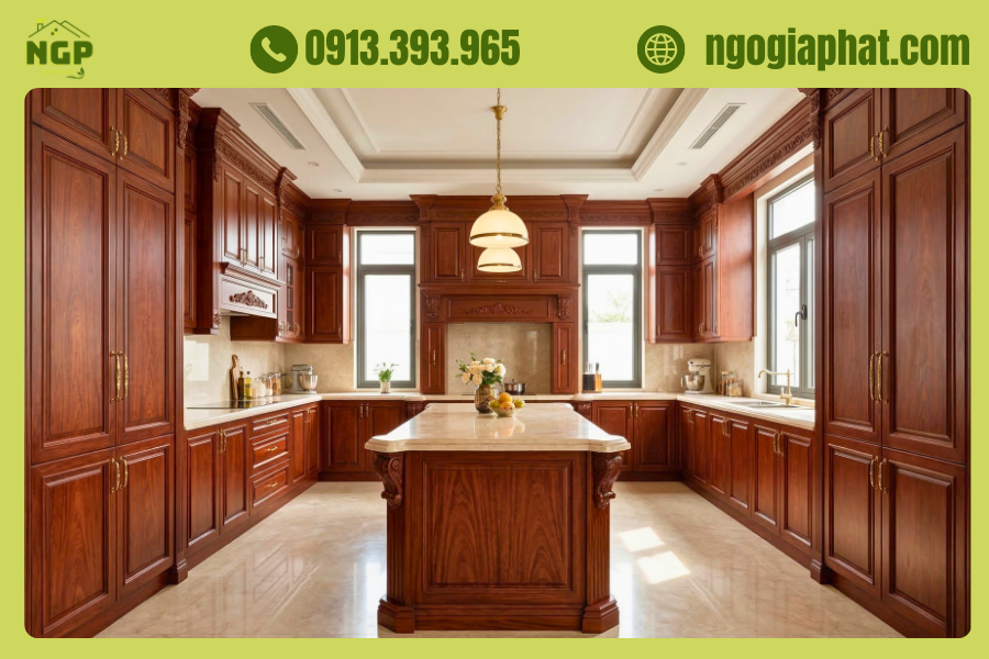 Tủ Bếp Gỗ Gõ Đỏ