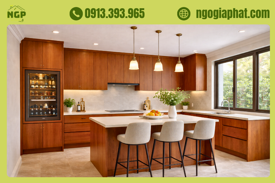 Tủ Bếp Gỗ Gõ Đỏ