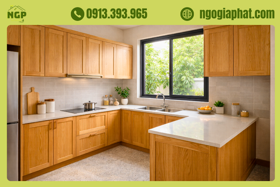Tủ Bếp Gỗ Sồi