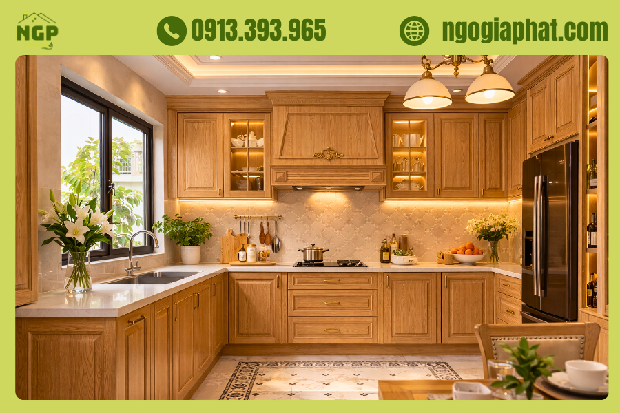 Tủ Bếp Gỗ Sồi