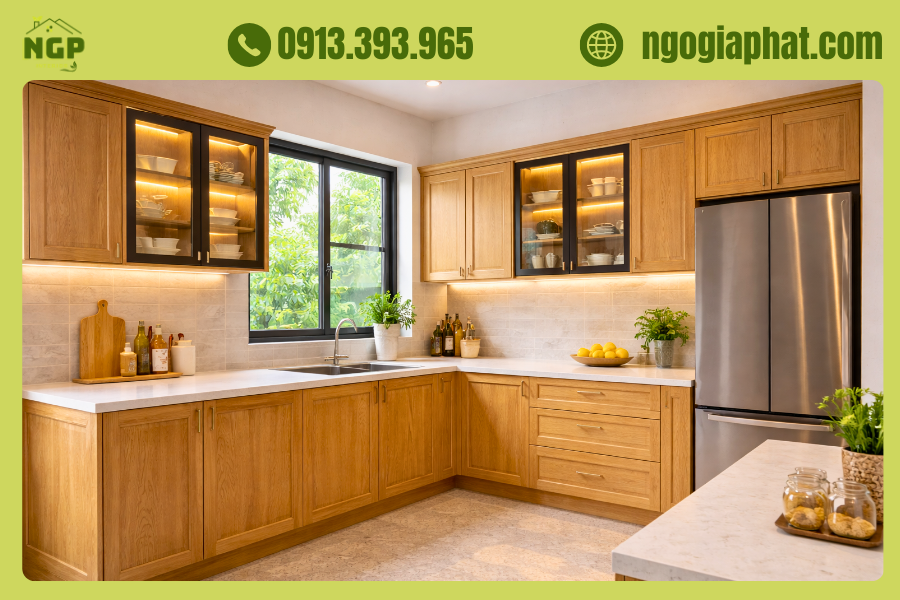Tủ Bếp Gỗ Sồi