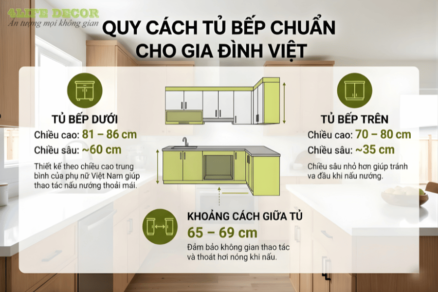 Quy cách tủ bếp chuẩn là gì? Kích thước tủ bếp phù hợp cho người Việt 2 quy cách tủ bếp chuẩn