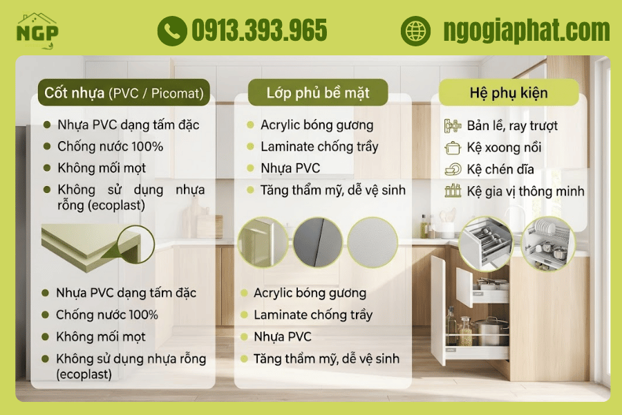 ưu nhược điểm của tủ bếp nhựa