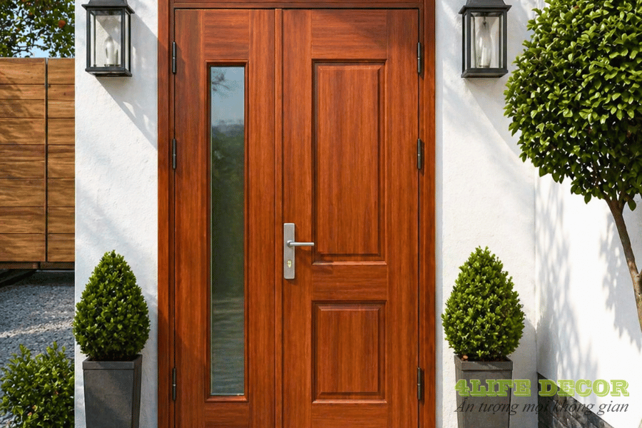 50+ Mẫu cửa gỗ 2 cánh có kính đẹp - Giá mới nhất 2026 5 cửa gỗ 2 cánh có kính