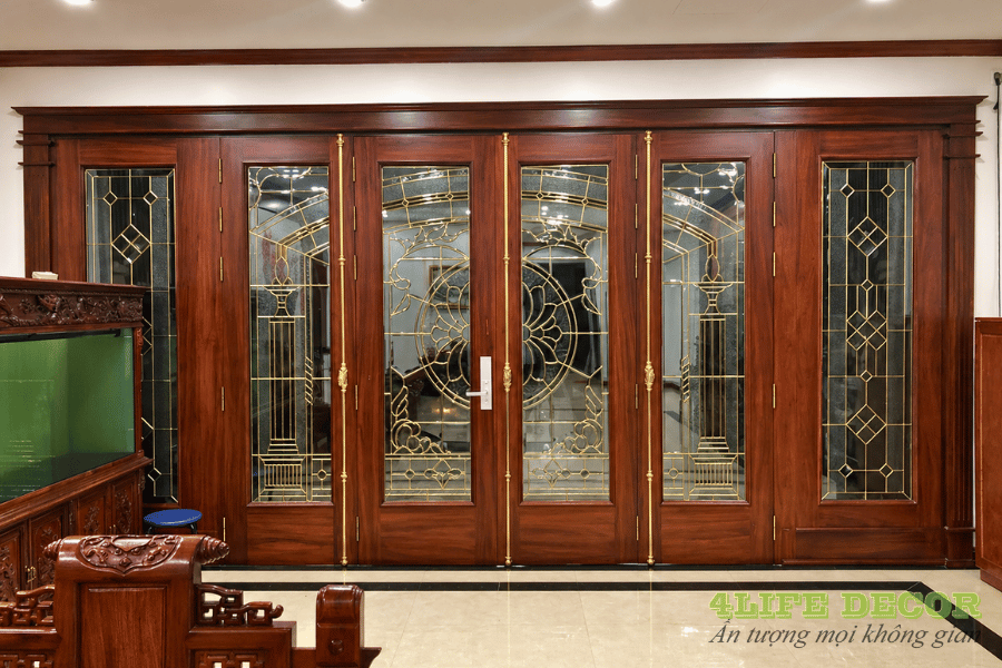 50+ Mẫu cửa gỗ 2 cánh có kính đẹp - Giá mới nhất 2026 6 cửa gỗ 2 cánh có kính