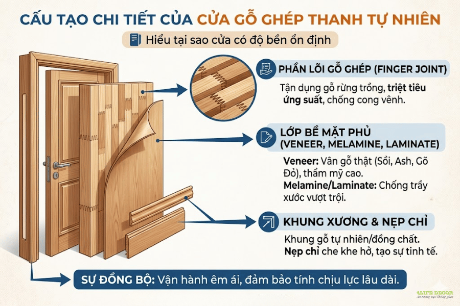 Cửa Gỗ Ghép Là Gì? Báo Giá & 10+ Mẫu Cửa Gỗ Ghép Thanh Bền Đẹp 2 cửa gỗ ghép