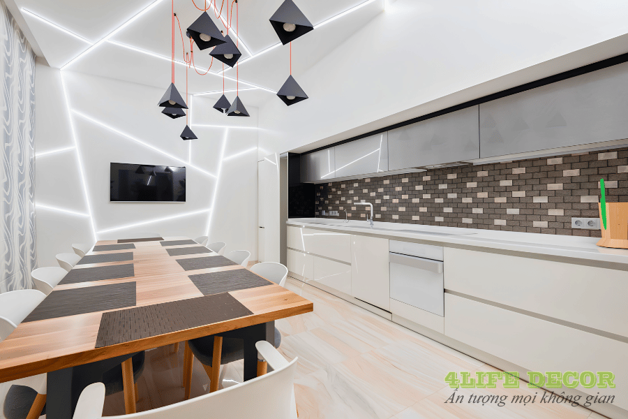 tủ bếp acrylic tráng gương